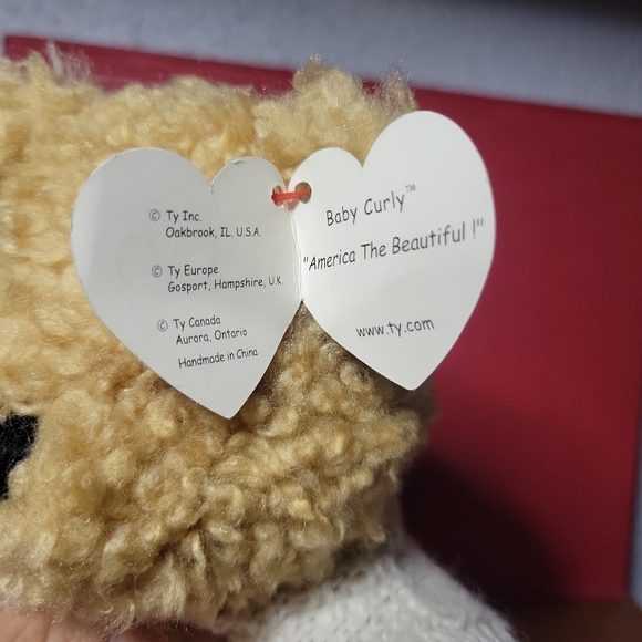 Ty Baby Bear Curly 1992 Wears USA Sweater with Tag Retired 11" Tall - Picture 3 of 5